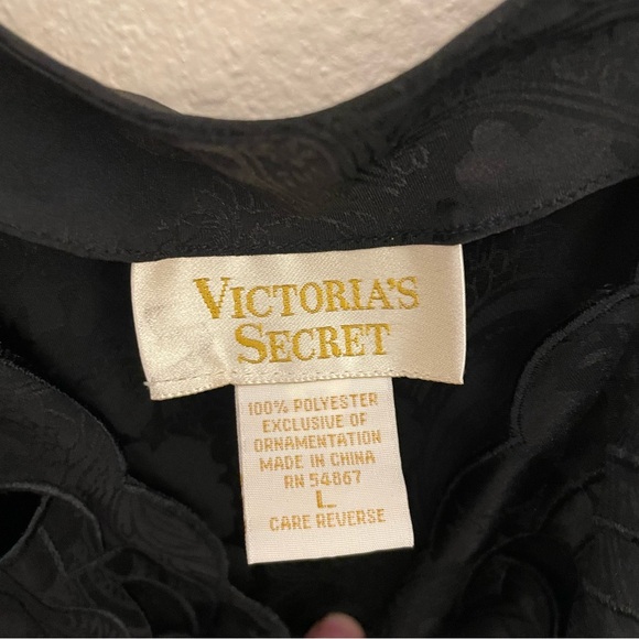Vintage Gold Label Victoria Secret Set Medium And Large Black Satin Tank EUC - Picture 6 of 11